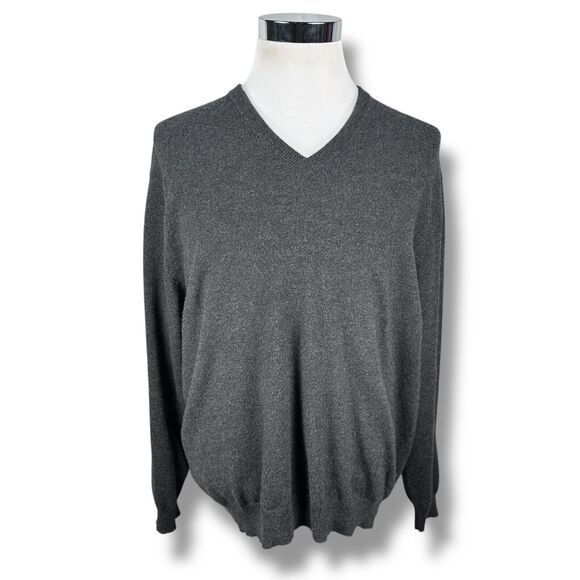Club Room Sweater Men’s 2XL XXL Gray 100% Cashmere V-Neck Pullover Knit Estate - Picture 1 of 11